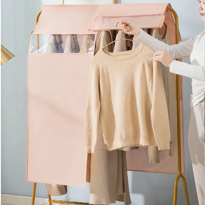 Clothes Hanging Dust Cover Dress Suit Coat Storage Bag Case Organizer Wardrobe Dress Clothing Protector Cover Garment Rack Cover