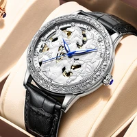 luxury watch for men hollow horse sculpture watches male automatic mechanical luminous wristwatch bussiness clock reloj hombre