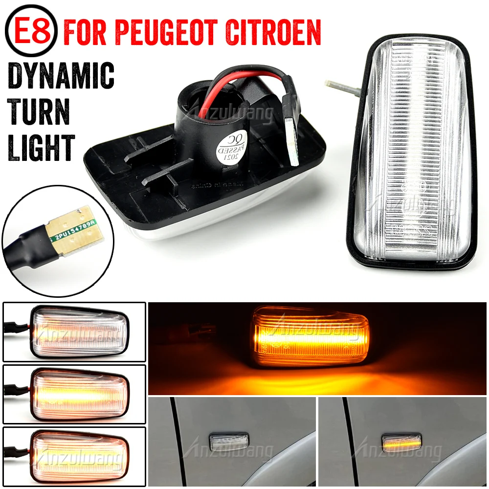 

2 LED Car Dynamic Side Marker Turn Signal Light For Peugeot 306 106 406 806 Expert Partner For Citroen Berlingo Jumpy S flowing