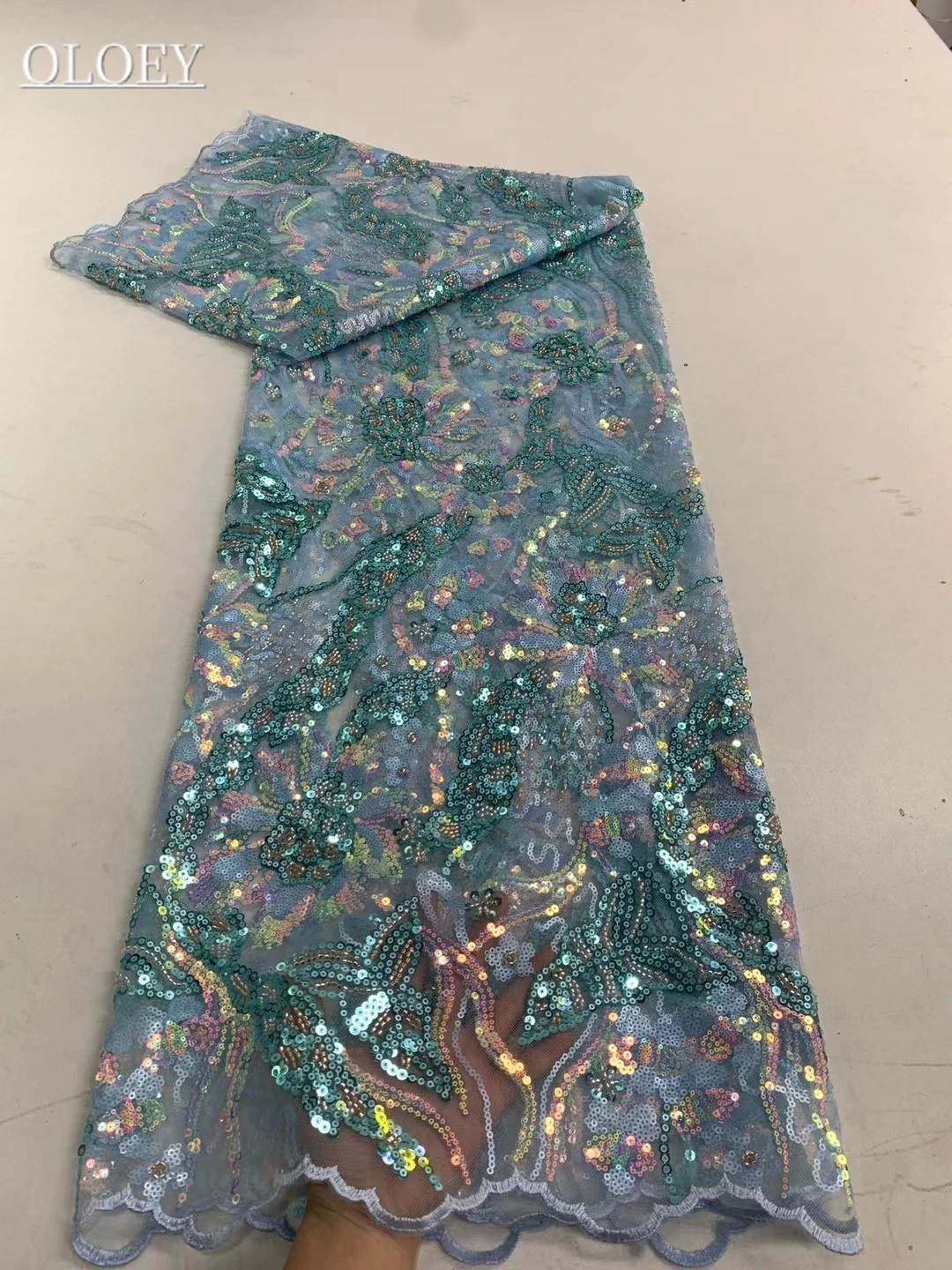 

High-End Luxury French Embroidery Groom Lace Fabric African Nigerian With Sequins Fabric For Wedding Dress