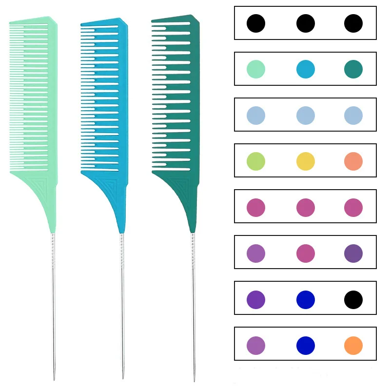 

Black Fine-tooth Comb Metal Pin Anti-static Hair Style Rat Tail Comb Hair Edge Trimmer Styling Beauty Tools