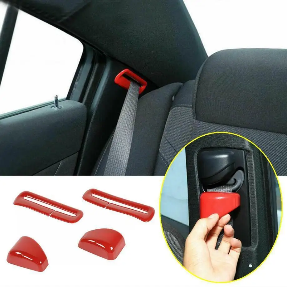 

4 декоративных крышки для пуговиц ремня безопасности для Chrysler 300 2015-2022, аксессуары красного цвета