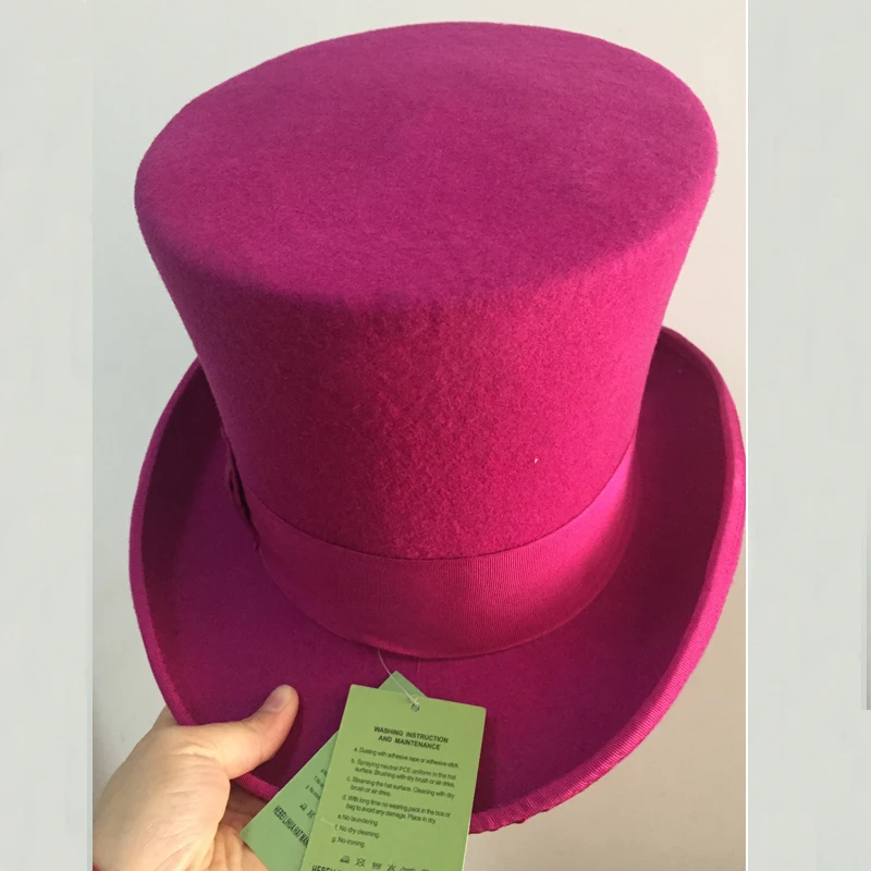 LIHUA Women Party Fashion Wool Tophats Men's Flat top hats 100% wool derby hat felt 18cm/7inch  bowler hat Magic Hat