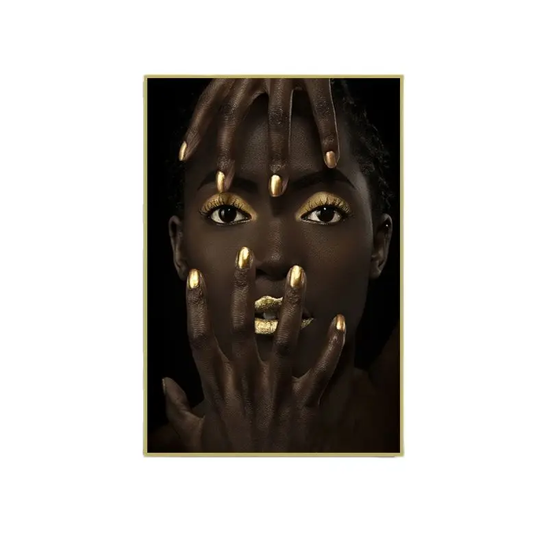 

Gold African Woman Poster And Prints Black Women Canvas Art Painting On The Wall Modern Living Room Wall Decoration Paintings