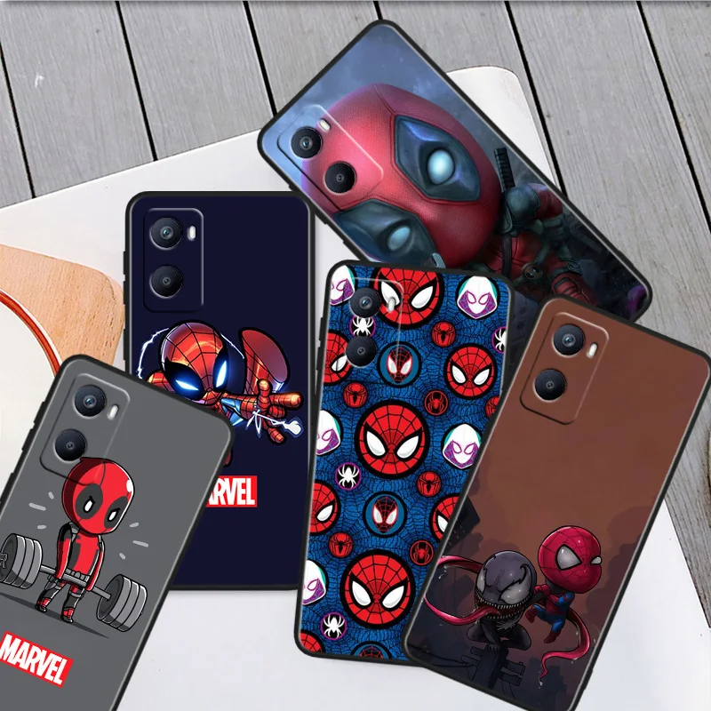 

Marvel Logo Spiderman Deadpool Phone Case For OPPO A96 AA94 A93 A77S A76 A74 A73 A72 A57S A757E AX7 A1K 2022 2020 Black Cover