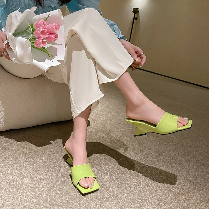 beige summer sandals women platform shoes heels luxury mules wedge slippers elegant designer house Indoor casual shoes mules