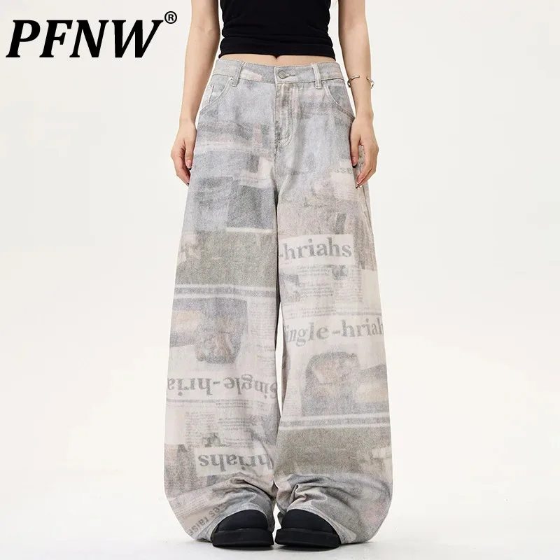 Джинсы PFNW мужские с американским принтом винтажные мешковатые штаны широкими
