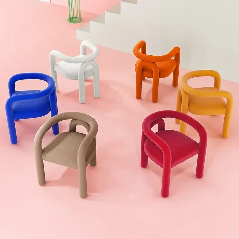 French Art Style Creative Elbow Chair with Armrests Internet Celebrity Designer Casual Color Back Home Makeup Stool