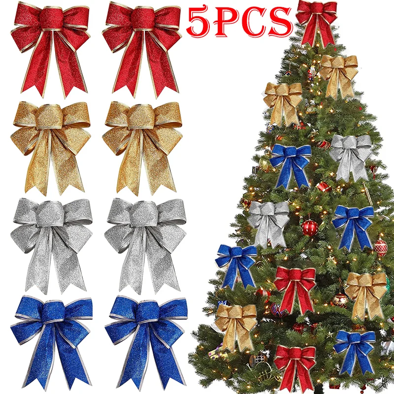 

5 шт., декоративные банты для новогодней ёлки