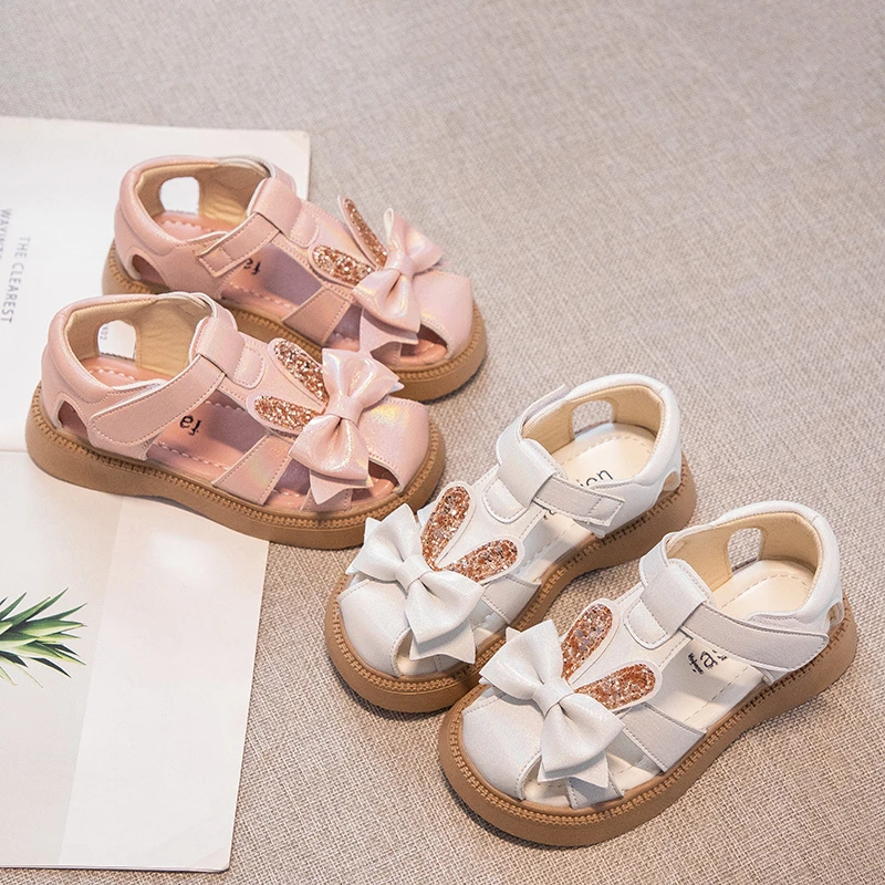 

Сандалии с открытым носком для девочек, детская обувь принцессы с кружевом и жемчугом, свадебная Мягкая дышащая Нескользящая летняя пляжная обувь для детей