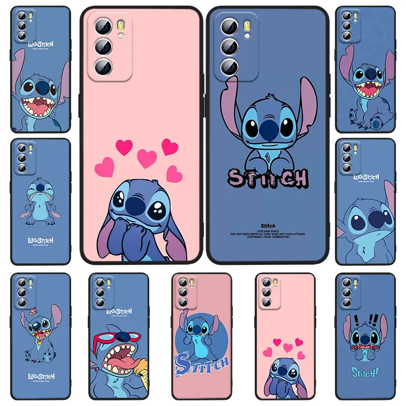 

Disney Cute Stitch Anime Phone Case For OPPO Realme 5 6i 6s 7 7i(Global) 8 8i Pro 5G Realme Narzo 50A Narzo 50i Black Soft Capa
