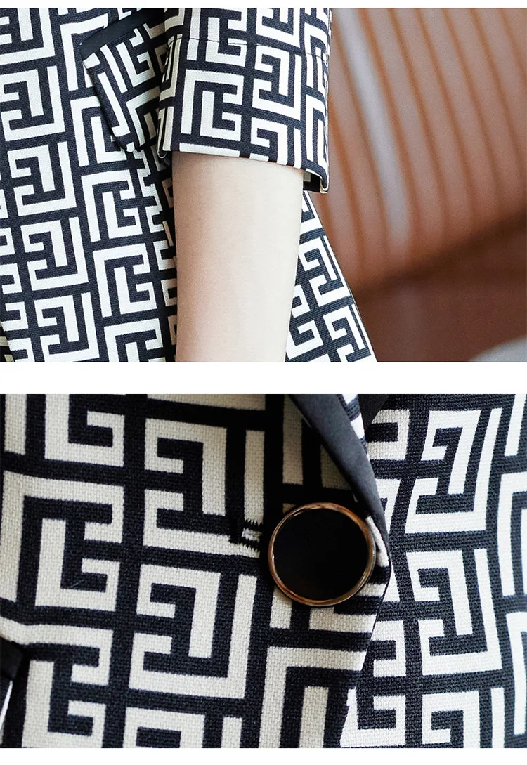 Женский повседневный костюм в клетку пиджак с одной пуговицей и прямыми брюками