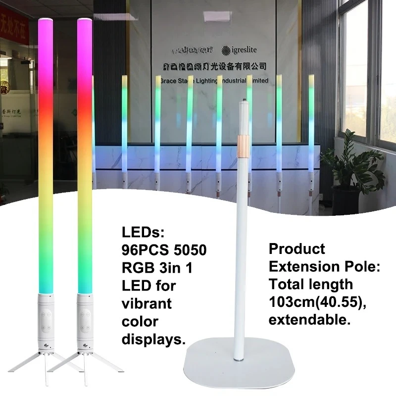 Фото Igracelite 1 шт. IP65 1.2М LED трубка-светильник для диджеев, беспроводная DMX, 360 градусов, светодиодная пиксельная трубка на батарейках №5