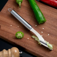 kitchen gadgets spiral stainless steel pepper seed remover green chili cutter household utility knife kichen accessories