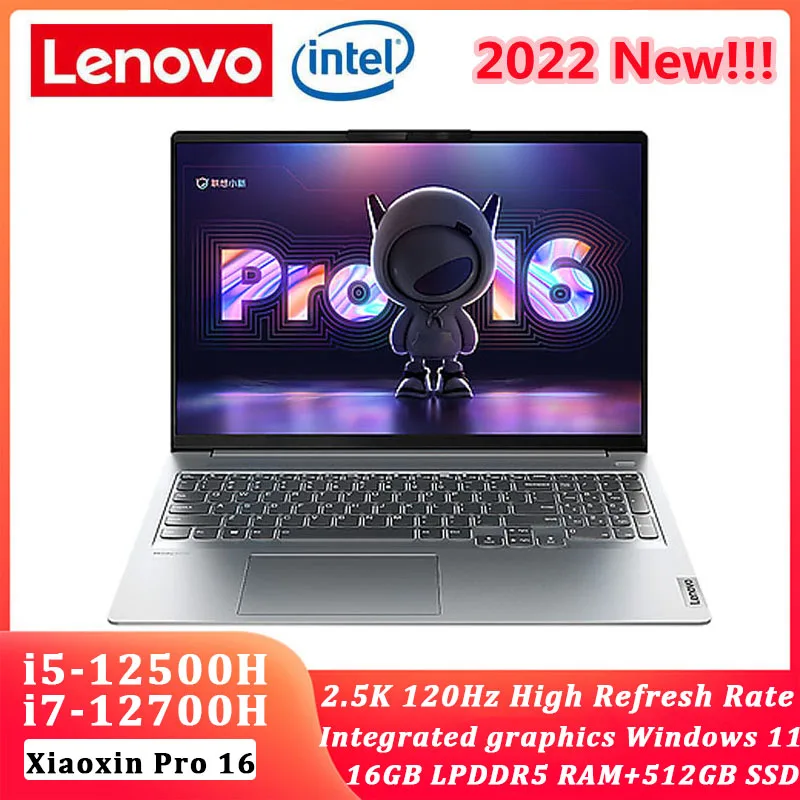 2022 New Lenovo Xiaoxin Pro 16 Laptop 12th Intel Core i5-12500H/i7-12700H Windows 11 16.0inch 16GB 512GB SSD 2.5K 120Hz Notebook