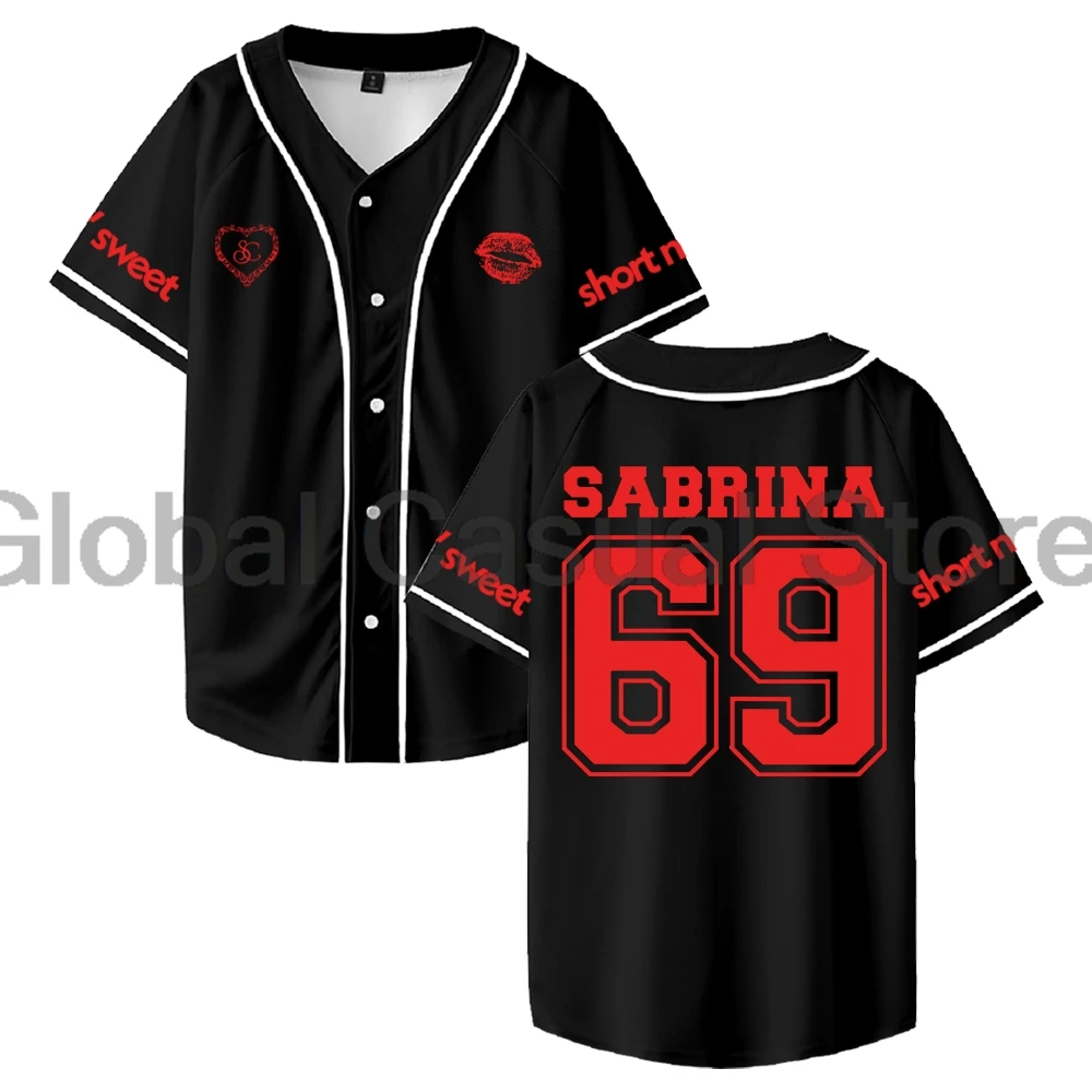 Короткая Бейсбольная Футболка Sabrina плотника n' Sweet Merch 69 с логотипом рубашки