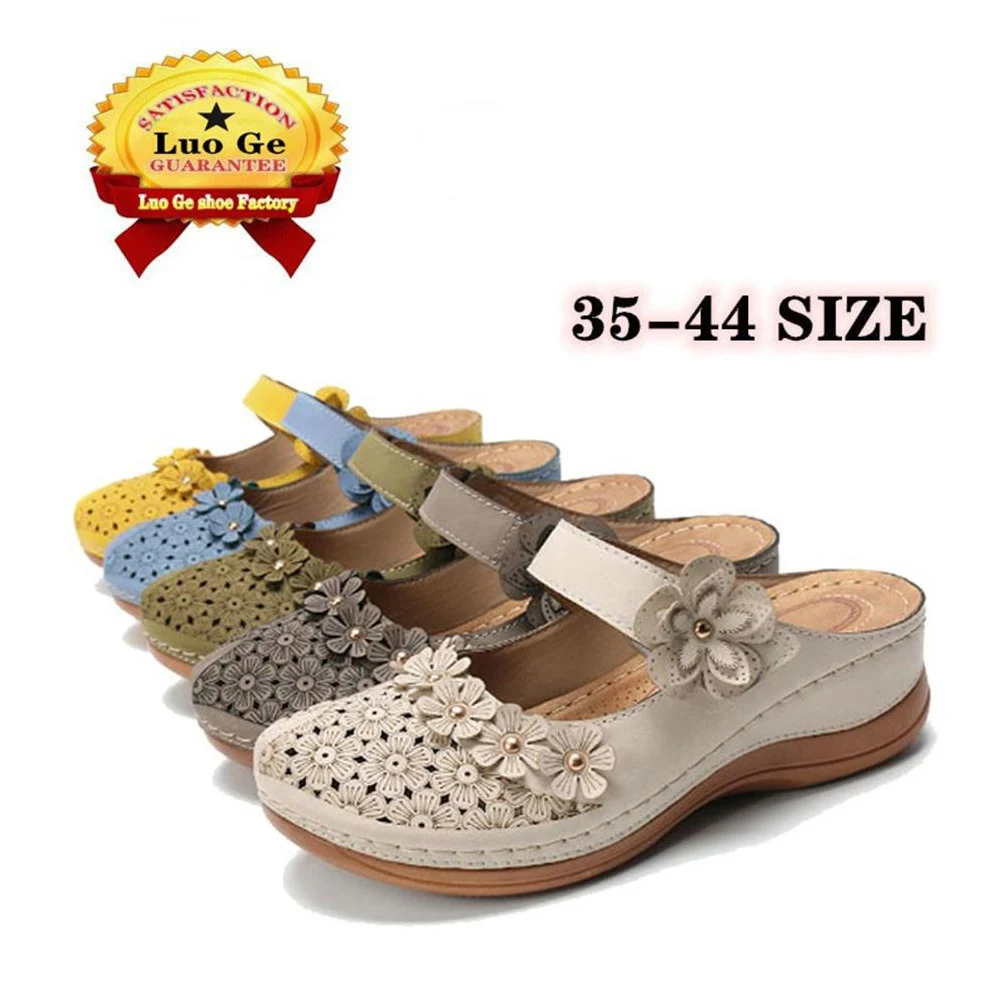 

Сандалии женские на танкетке, пляжные шлепанцы с открытым носком, летняя обувь, открытый носок, цветочные шлепанцы, Уличная обувь, размеры д...