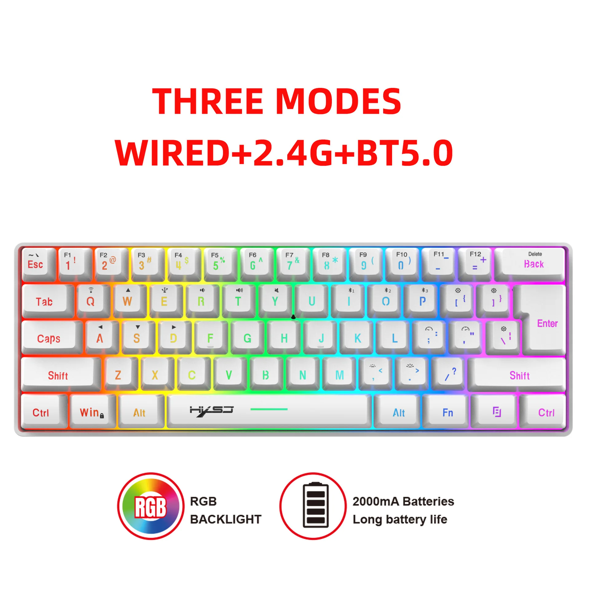 Компактная мембранная клавиатура HXSJ L500 с тремя режимами RGB подсветка 2