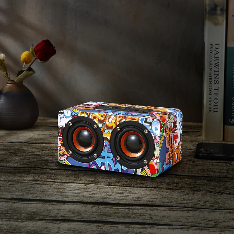 Портативная беспроводная деревянная колонка с Bluetooth, домашний театр, микрофон, плеер MP3, TF FM радио, усилитель высокой верности