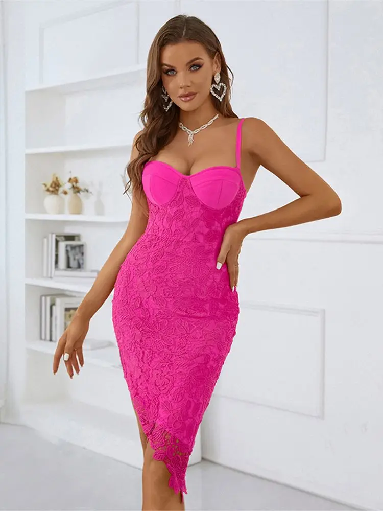 

New Sexy Lace Spaghetti Strap Bodycon Corset Bandage Dress Vestidos De Verano Parti Elbiseleri Summer Evening Prom Women Clothes