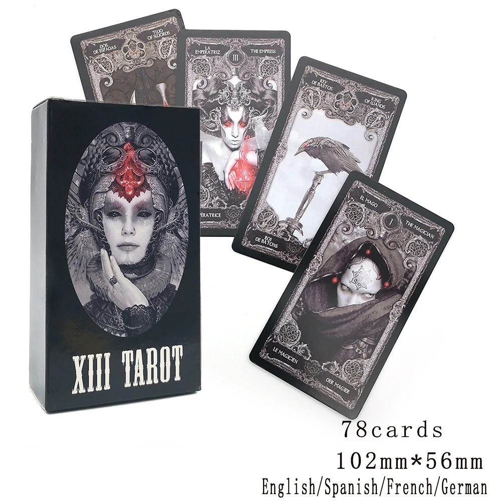 

XIII Dark Tarot Cards Deck Board Game English Spanish French German Mysterious Divination Fate Personal Use Card Game Part