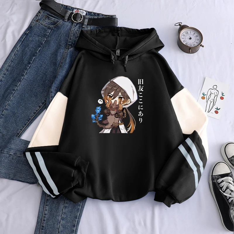 

Harajuku Open World Adventure Game Genshin Impact Hoodies Aesthetic Kawaii Shy Boys Cartoon Graphic Zhong Li Winter Sweatshirts