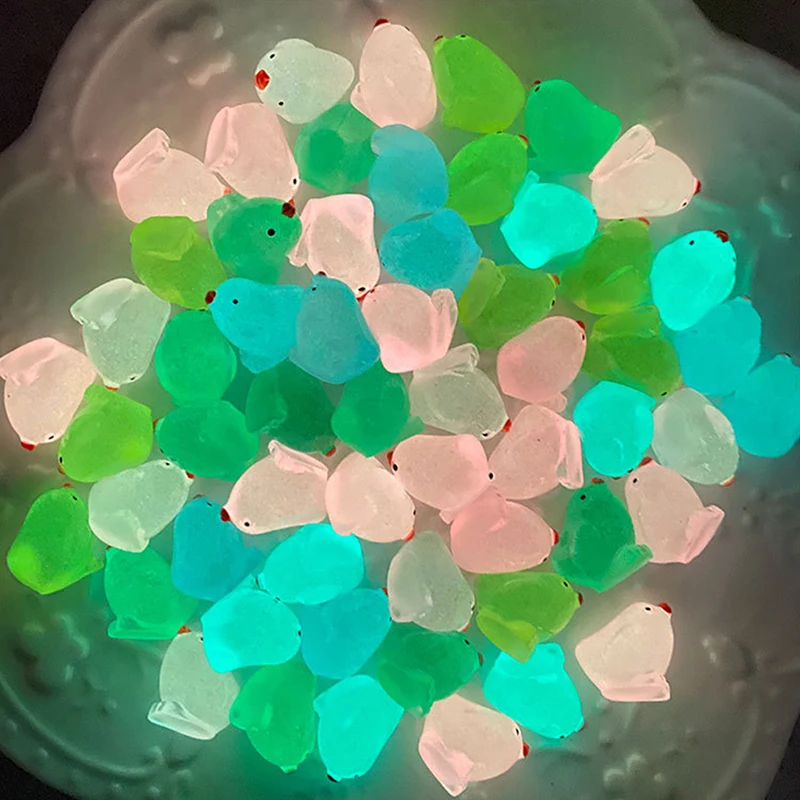 

5Pcs Mini Fluorescence Chicken Cute Chick Glow In The Dark DIY Accessories Micro Landscape Dollhouse Decoration