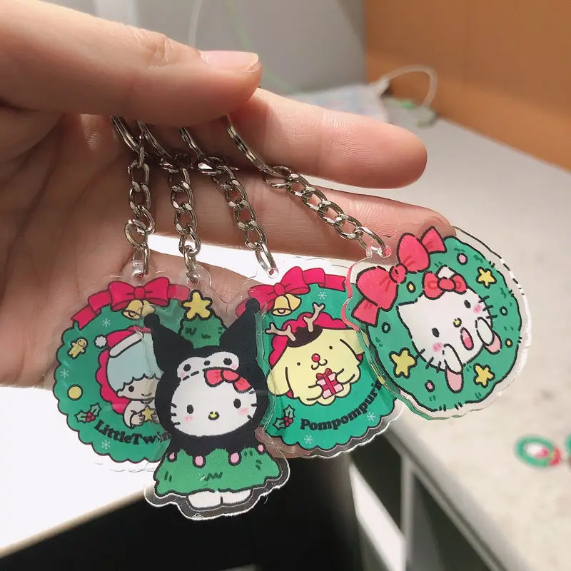 

Kawaii Sanrios Accessories Keychain Kuromi Cinnamoroll Pochacco Cartoon Cute Mobile Phone Hanging Plush Toy Gift