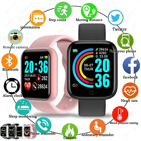 2022 D20 Смарт-часы для мужчин и женщин, спортивный фитнес-трекер, монитор кровяного давления, пульсометр, браслет для Android IOS Xiaomi Huawei
