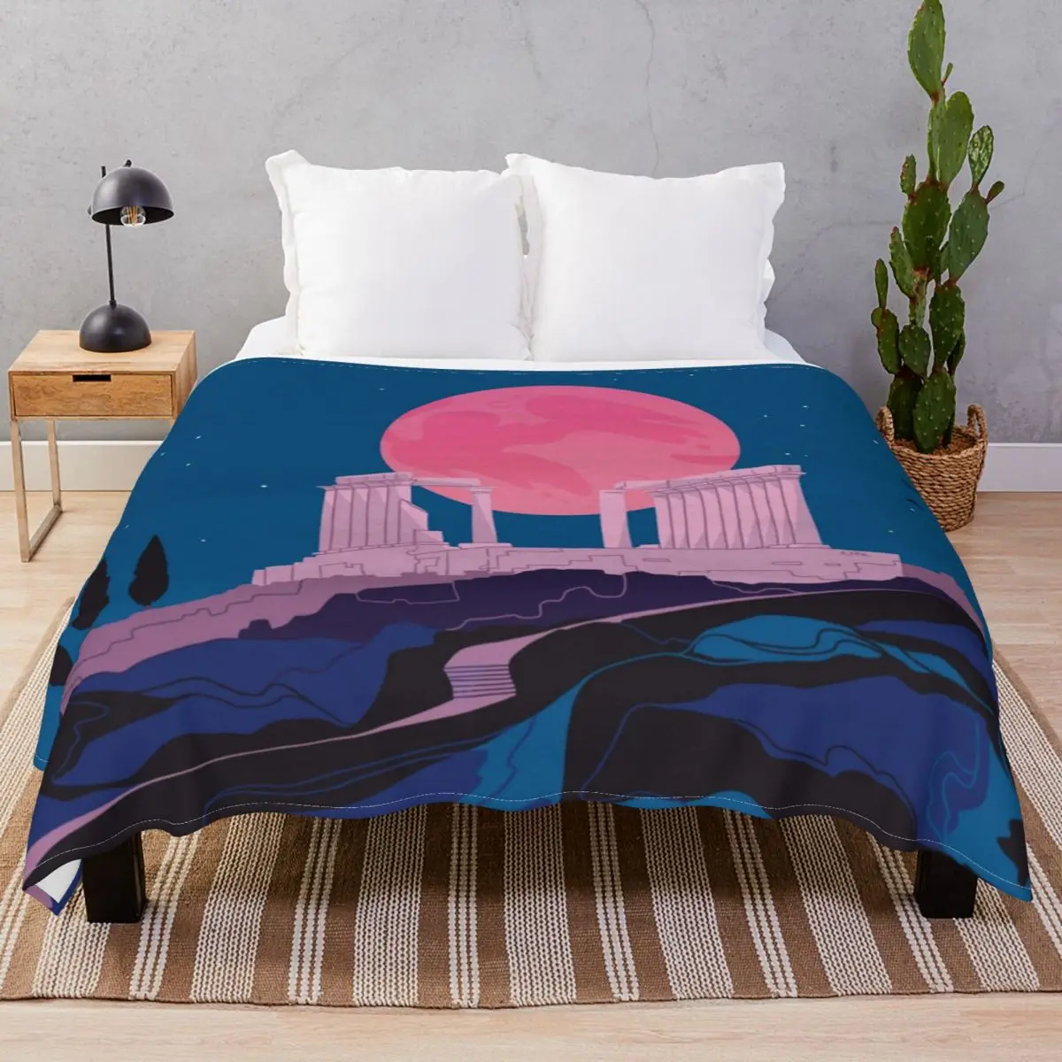 Temple Of Poseidon At Sounion Blankets Flannel Plush Print Breathable Throw Blanket for Bedding Home Couch Camp Office