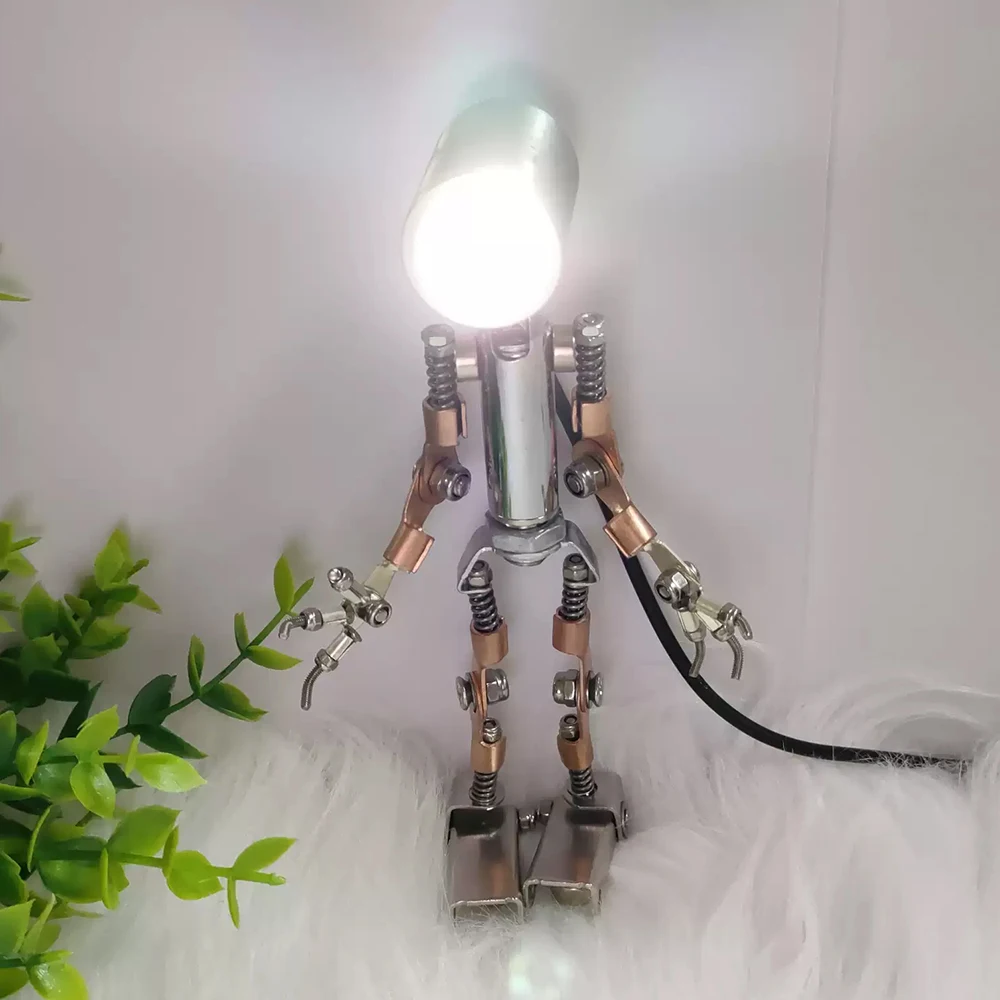 Mechanical style night light DIY handmade table lamp retro creative alien robot shape LED home decoration Boy's gift Steampunk
