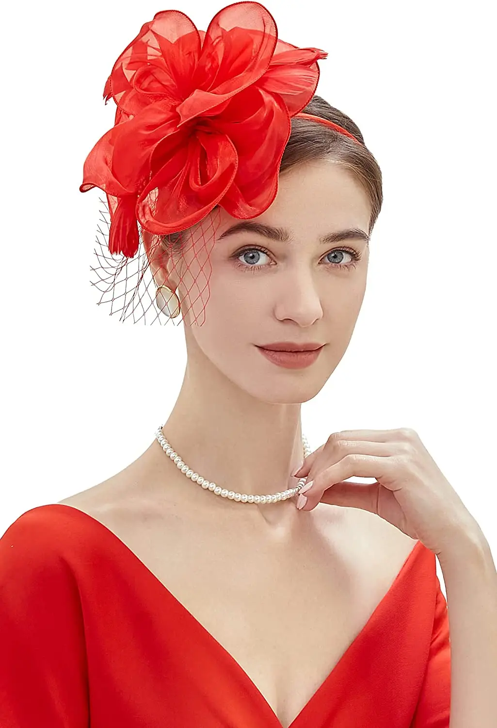 

Women's Fascinator Hats Tea Party Fascinator Hat with Veil Kentucky Derby Headpiece for Cocktail Wedding