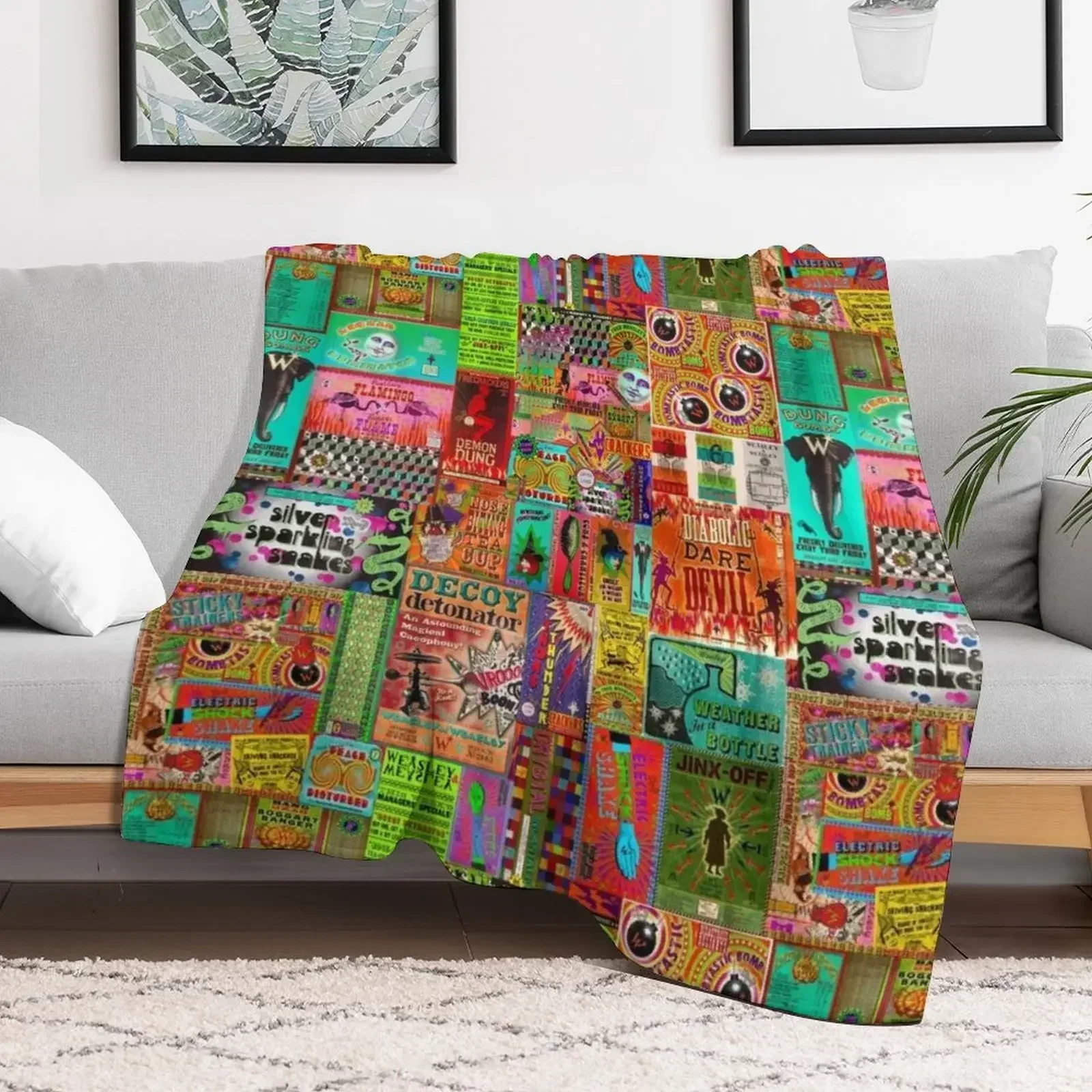 Одеяло с коллажем Weasley's Wizard Wheezes Retros Волосатые одеяла на Хэллоуин
