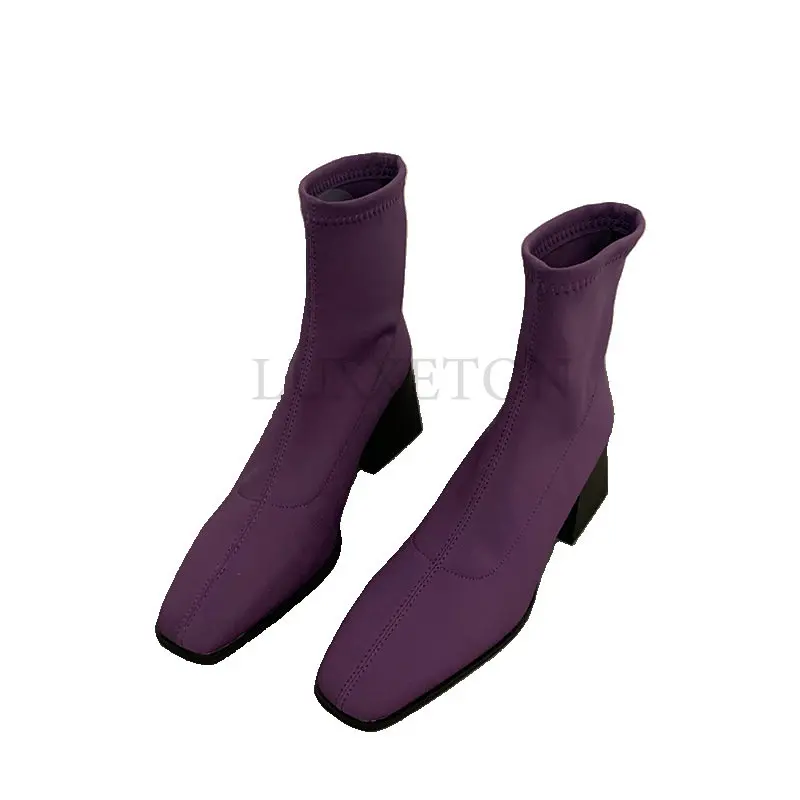 

Winter Women Boots Low-tube Brown Pointed Toe Suede Western Cowboy Style Fashion Punk Shoes Brown Color Women High Heels