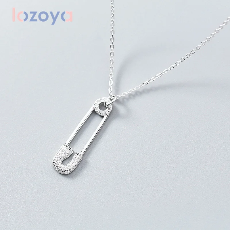 

Lozoya 925 Silver Chains Woman Paperclip Necklace Pendant Simple Zircon Luxury Jewelry Pin CZ Clavicle Chain Party Jewels