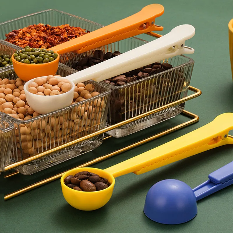 

1PCS Multi-function Coffee Spoon Food Sealer Clip Kitchen Powder Sealing Long Handle Supplies Scoop Sealing Spoon Holder