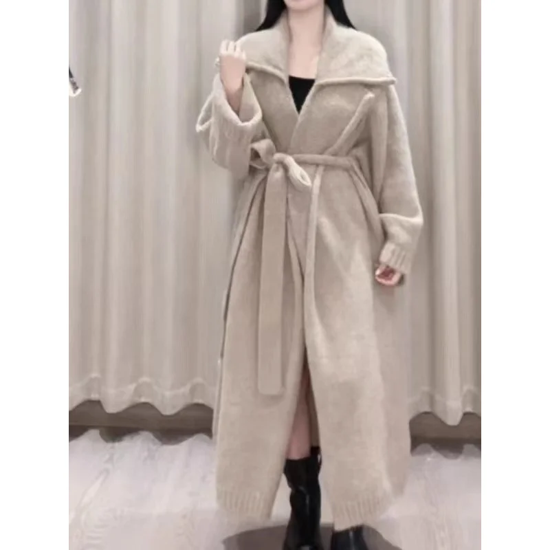 Длинный элегантный вязаный кардиган для женщин 2024 новый корейский стиль мягкий