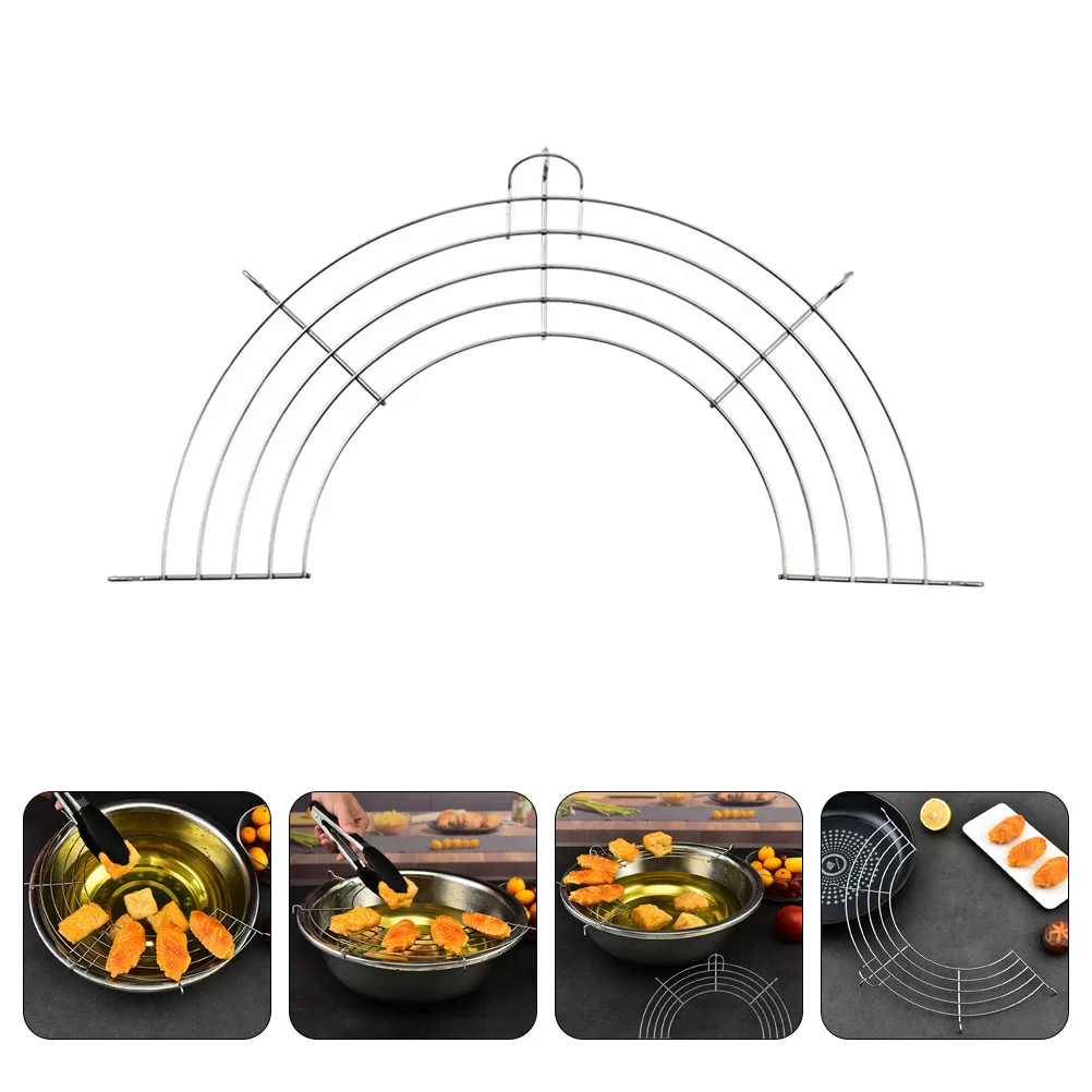 

Drain Rack Oil Drip Filter Frying Food Kitchen Gadget Baking Stainless Steel Semi-circular