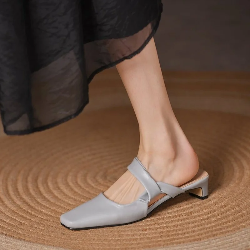 

Сандалии Muller женские на толстом каблуке, мягкие кожаные удобные тапочки, модная универсальная обувь, 22 весны