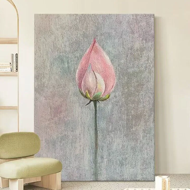 Картина маслом Лотос с бутонами ручная работа для спальни украшение дома