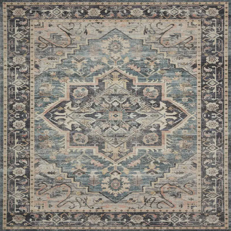 

Printed Oriental Navy / Multi Area Rug