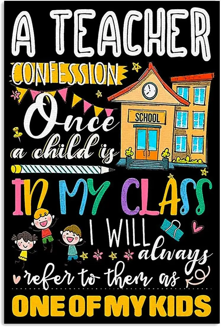 JUFOTK Techer Confesson Metl Sgn Vntge Clsroom Decor One Ofmy Kds Tn Плакат для дома школы клуба Wll Decorton Plque 8x12 nches