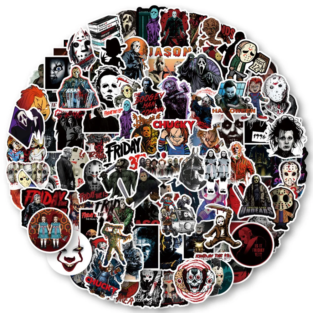 

10/30/50/100pcs Horror Movie Image Thriller Character Stickers for Laptop Luggage Suitcase Skateboard Graffiti PVC Sticker Decal
