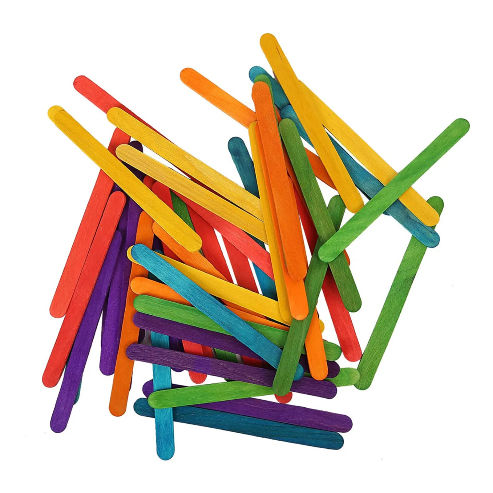 

Colored Popsicle Sticks 4.5 Inch Natural Wood Rainbow Popsicle Sticks Natural Wooden Ice Lolly Sticks For DIY Craft Projects