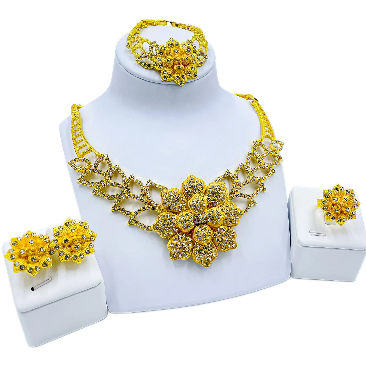 

Богемный браслет с искусственным кристаллом, Модные Ювелирные наборы для вечеринок, серьги, кольцо, свадебные аксессуары