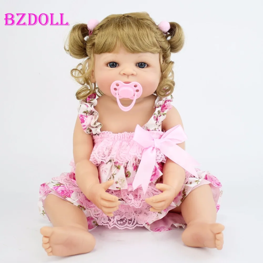 BZDOLL realistico 22 pollici Full Silicone Baby Reborn Girl bionda viva principessa Newborn Doll Play House Toy