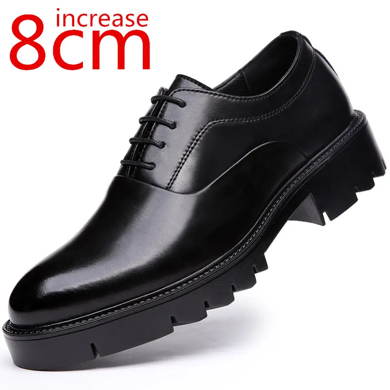 

Men's Office Thick-soled Casual Invisible Inner Height-enhancing Leather Shoes Men Formal Shoes Bridegroom Wedding Leather Shoes