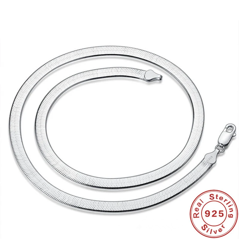 Купи NUMBOWAN 2022 New 925 Sterling Silver Necklace 4MM Snake Chain Men & Women Couple Sterling Silver Jewelry Blade Chain за 193 рублей в магазине AliExpress
