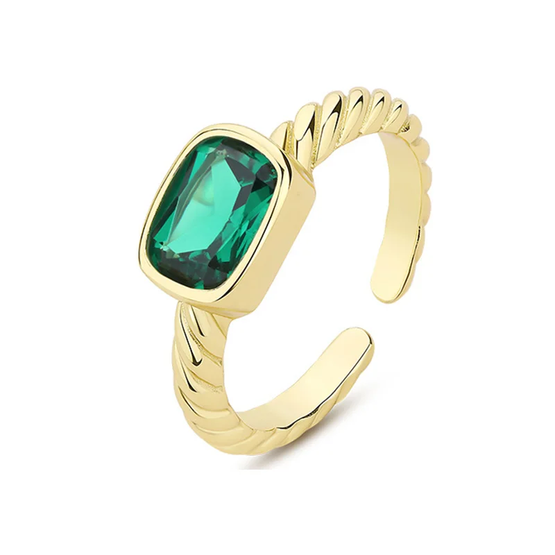 

Dainty 925 Sterling Silver Rope Colorful CZ Gemstones Adjustable Rings For Women 2022 Jewelry 18K Gold Plated Bridal Rings