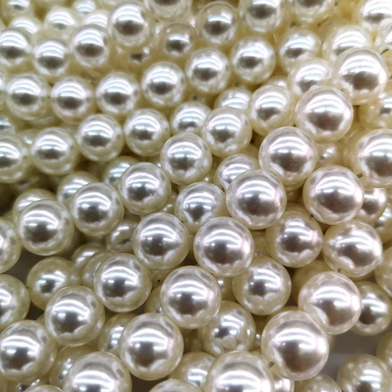 

100 pcs ABS Straight Hole Imitation Pearl Round Acrylic Beads Needle Thread Handmade Necklace Bracelet DIY Jewelry Components